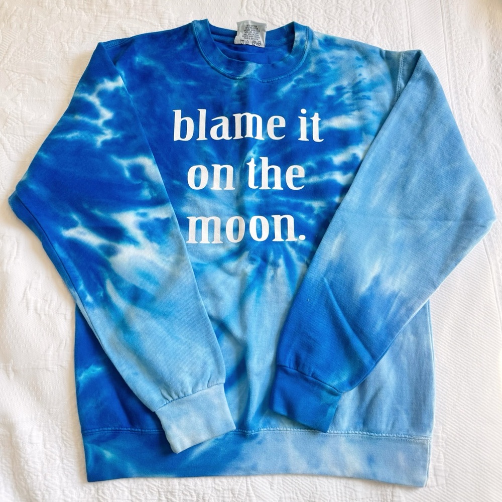 Blue Tie-Dye “blame it on the moon” Crewneck Sweatshirt